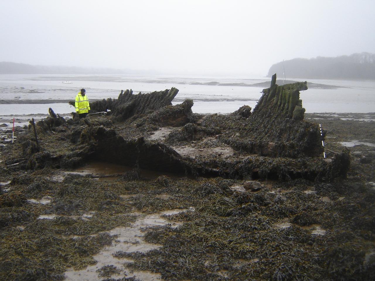 Remains of the Black Mixen Pool Wreck at Lawrenny, Pembrokeshire